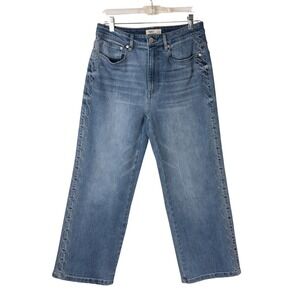 Oat New York Wide Leg Embroidered Light Wash Jeans Size 8/29 Blue Western Boho